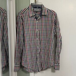 Johnston & Murphy Red and Blue Checkered Shirt